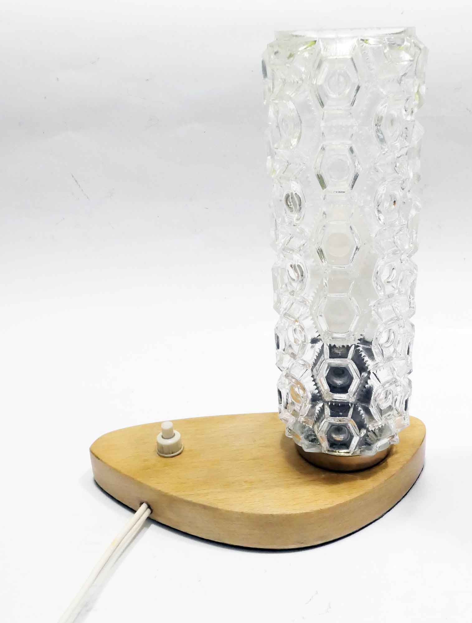 Pair of matching bedsides in light wood and 1960s glass