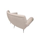 Mid-Century Gigi Radice for Minotti White Boucle Curved Six Legs Sofa