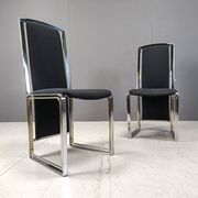Vintage brass and chrome dining chairs set of 8 - 1970s
