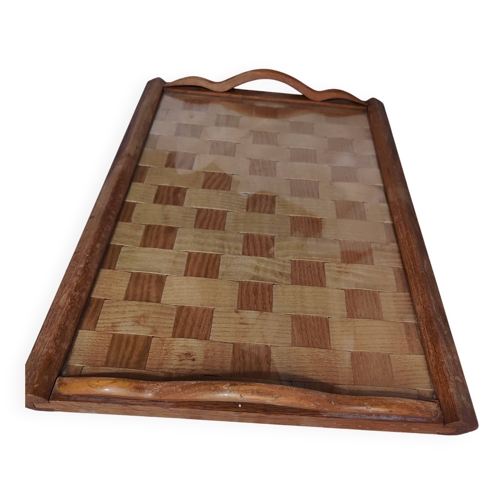 Woven wooden tray