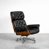 Vintage Mid-Century Modern Swiss Leather Lounge Chair from Giroflex