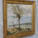Scandinavian modern painting, 1929, Oil on board.