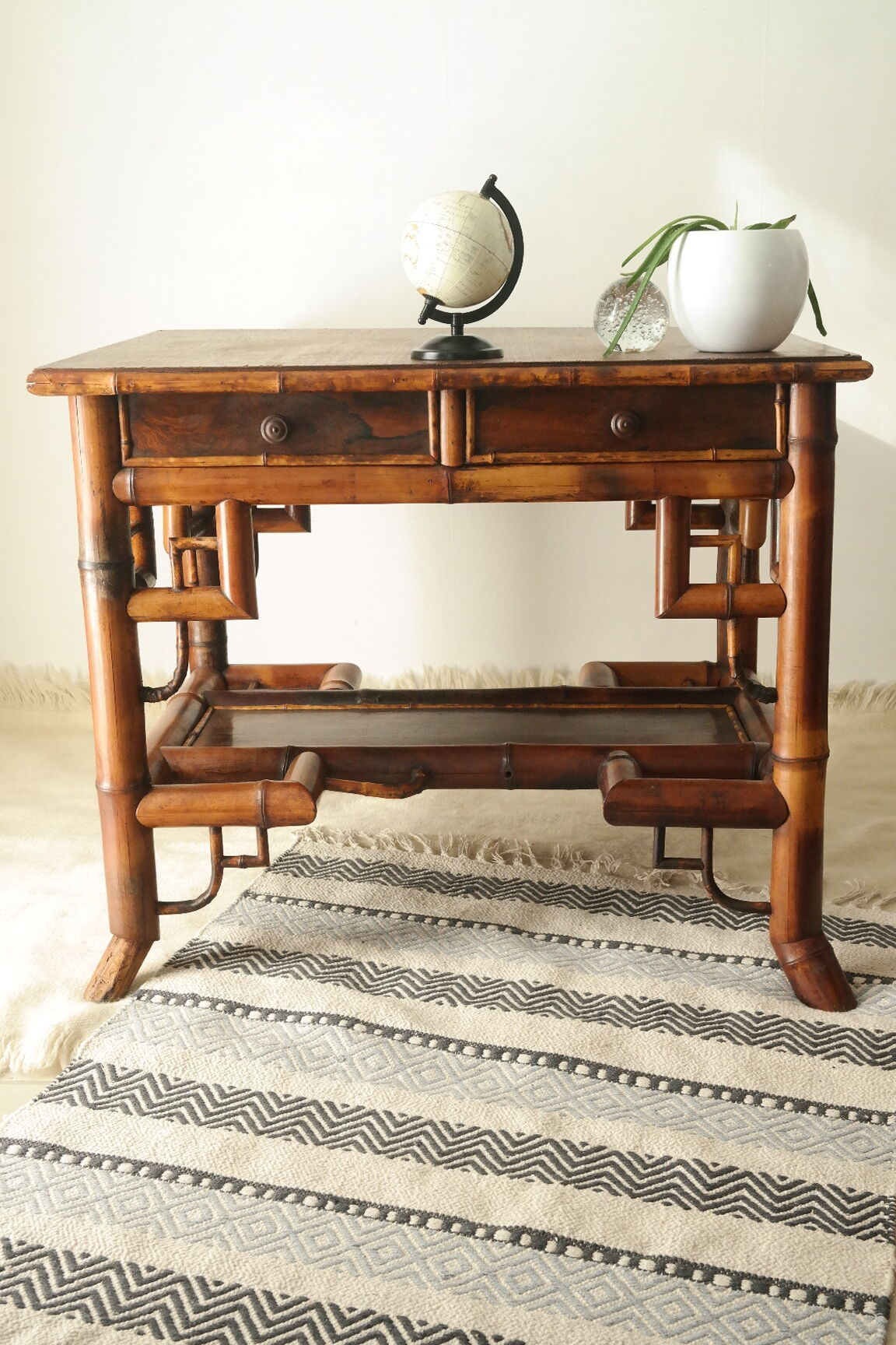 Old colonial style bamboo desk