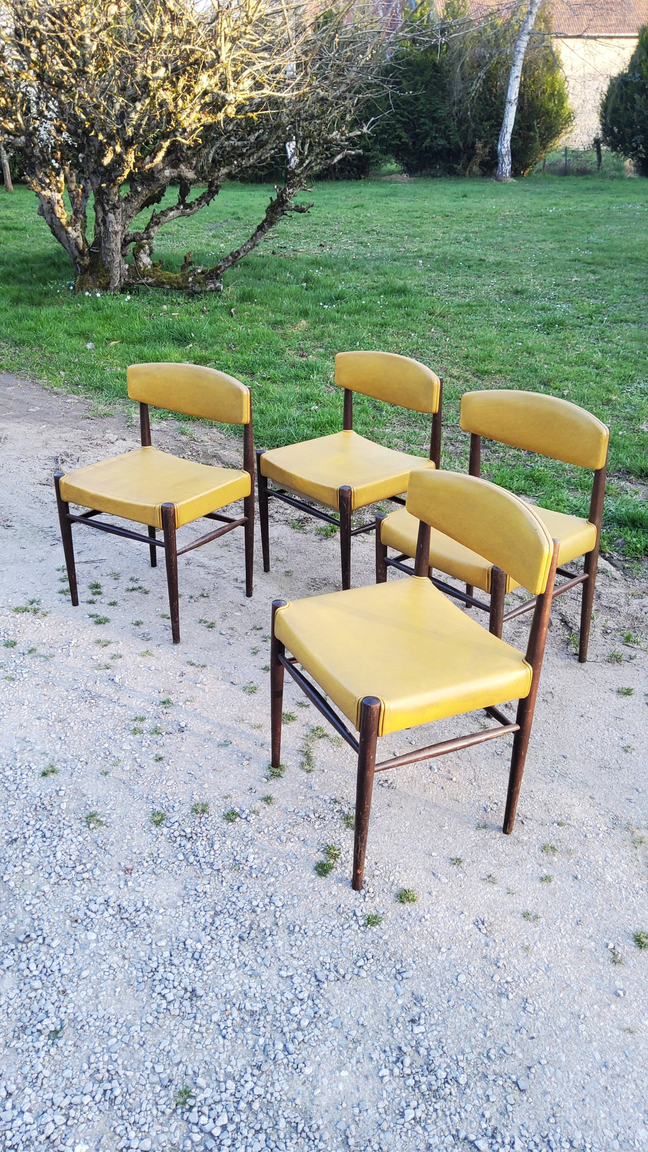 Set of 4 Scandinavian rosewood chairs from the 50s