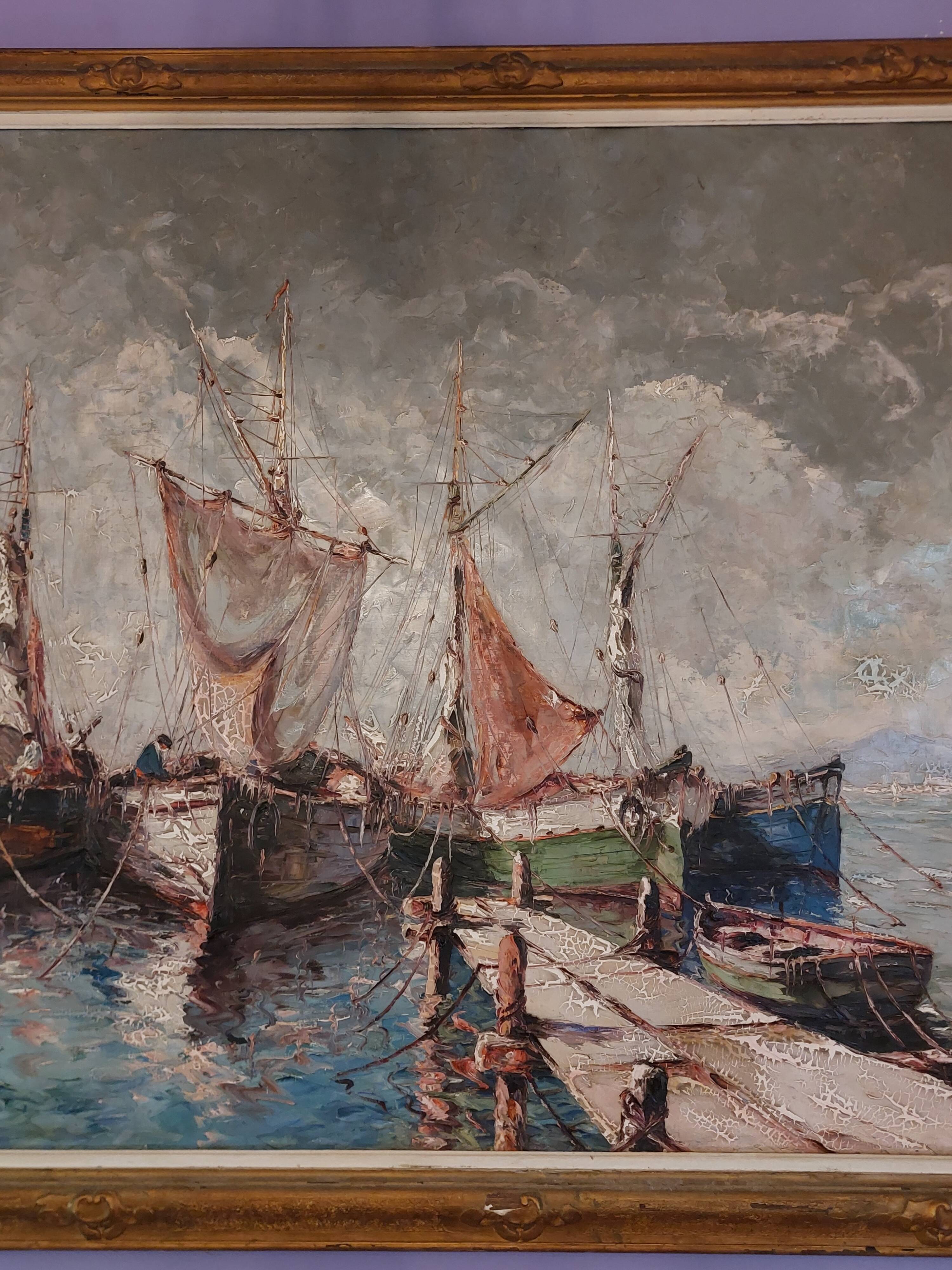 Painting Port of St Tropez 20th century