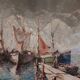 Tableau Port de St Tropez XXème siècle