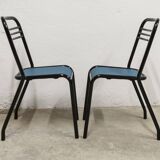 Pair of restored Jean Pauchard Tolix chairs 1960