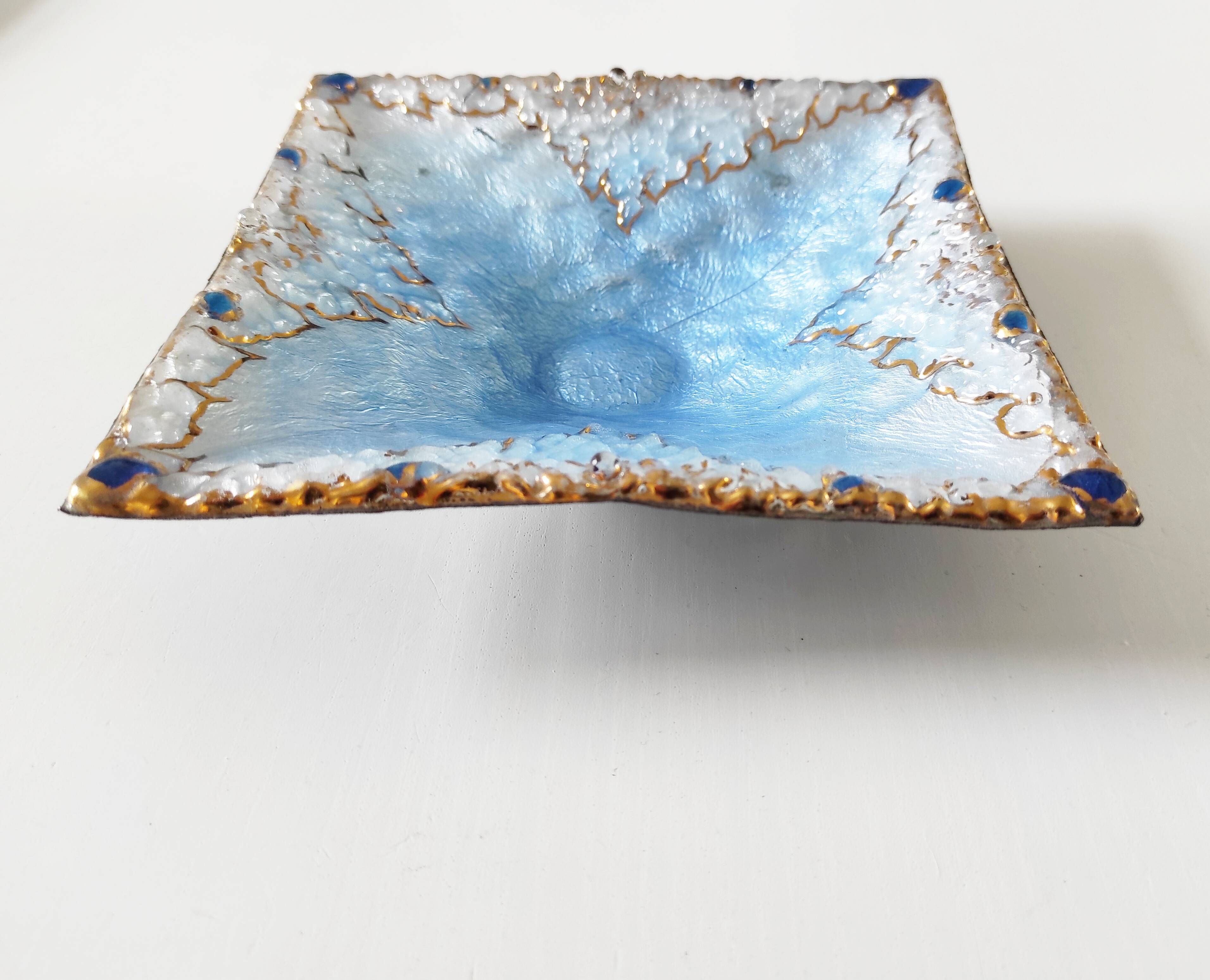 Light blue enamel catch-all tray