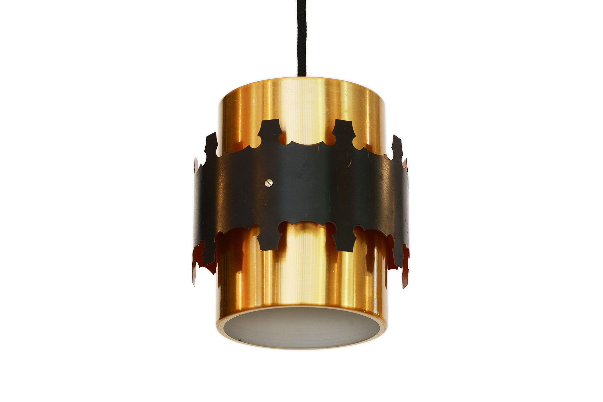 Copper colored aluminum pendant light by Coronell Electro, Denmark 1960