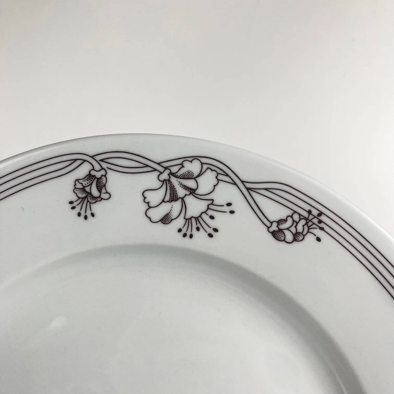 Set de 6 assiettes plates "Elysa", Sarreguemines, 1980-90