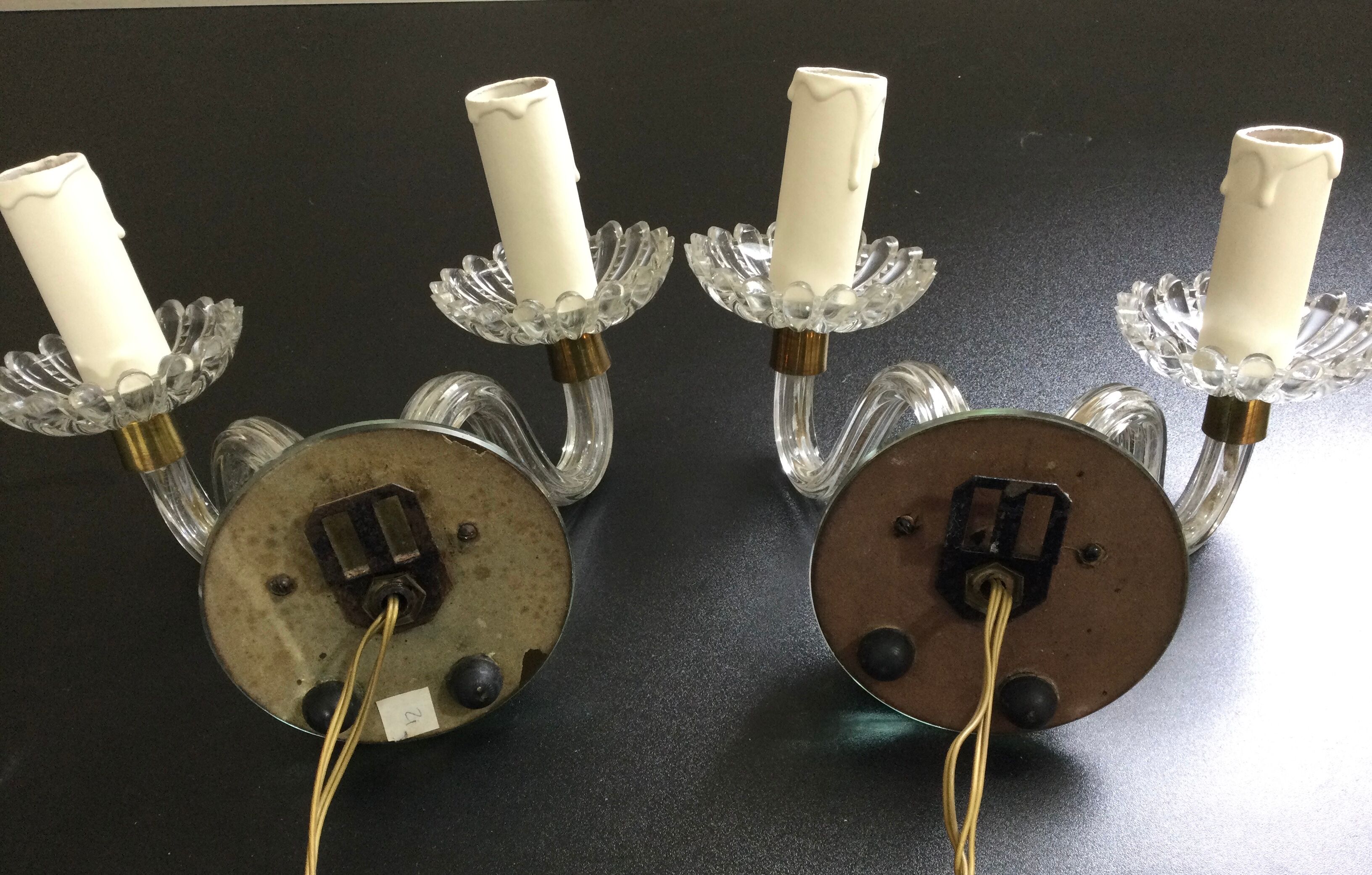 Pair of glass and crystal sconces