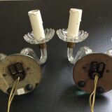 Paire d'appliques verre et cristal