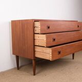 Danish teak chest of drawers or small sideboard, 3 large drawers, 1960.