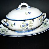 Oval sugar bowl in creil terrece montereau model barbeau blueberry 19th century