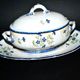 Oval sugar bowl in creil terrece montereau model barbeau blueberry 19th century