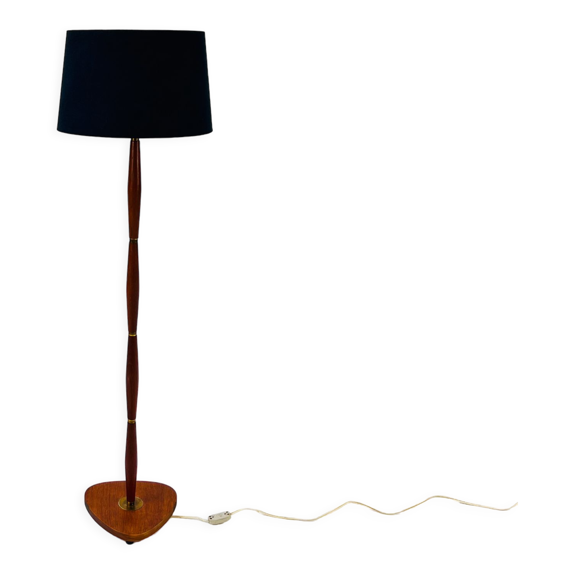 Vintage danish brass and rosewood floor lamp, 1960s.