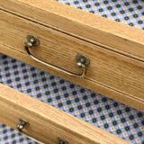 Parisian hotel wardrobe with bevelled mirror, solid raw oak, 1920.