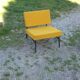 Vintage 50s armchair with black metal base and fabric seats