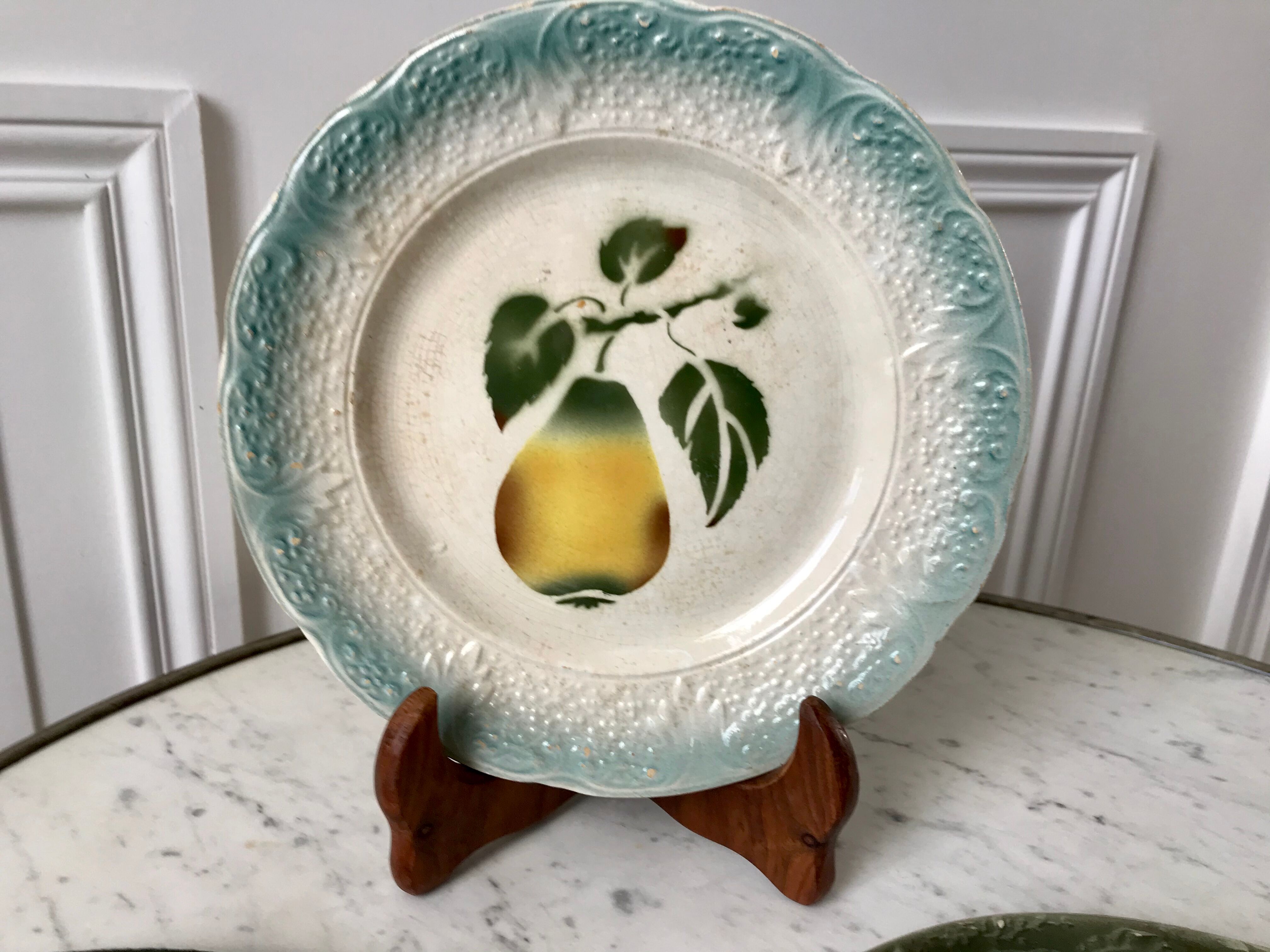 Trio of dessert plates in slurry XIXth