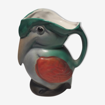 Ancient zoomorphic pitcher in porcelain toucan shape