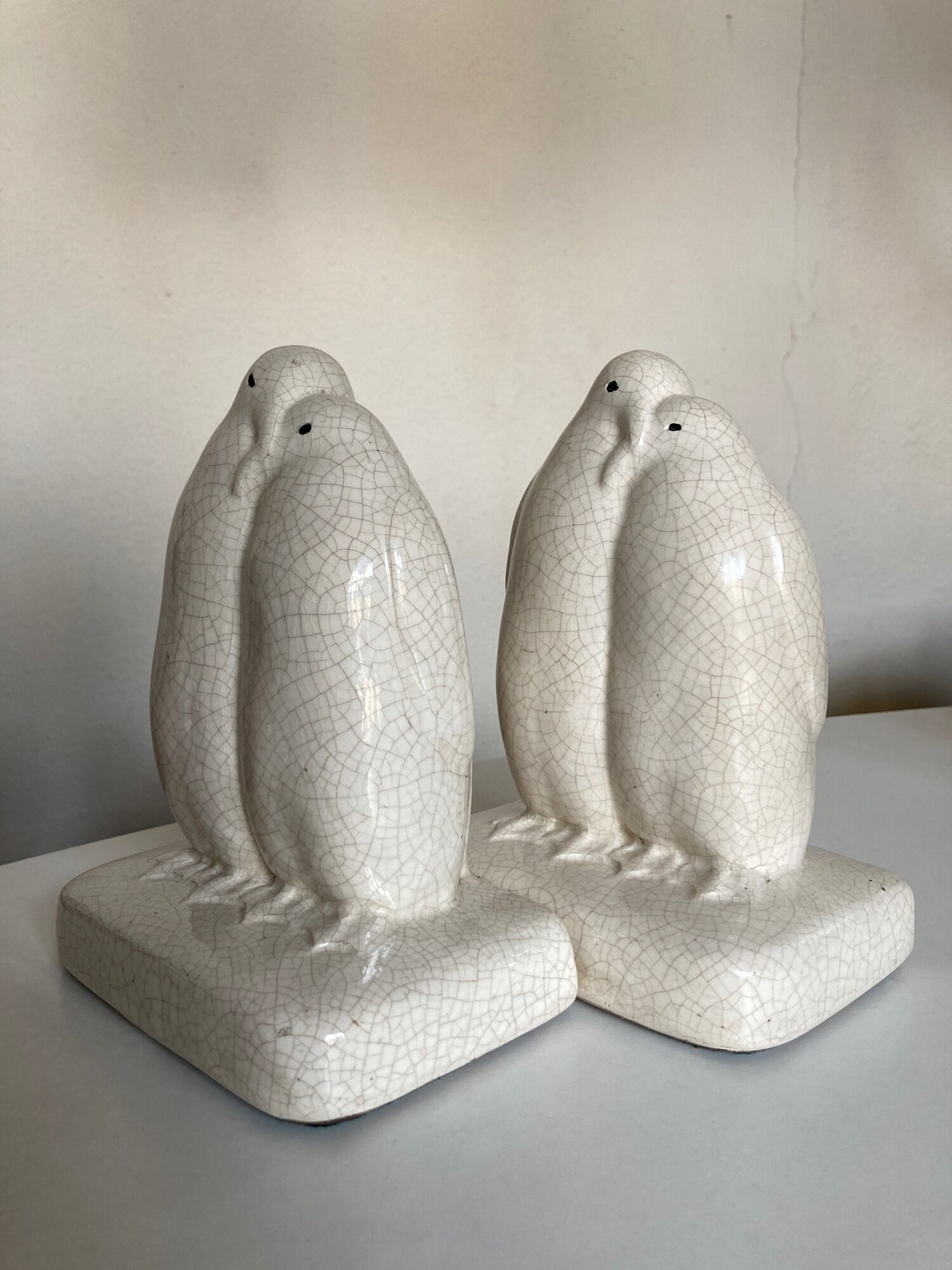 Pair of greenhouses modernist penguin books in cracked art deco earthenware
