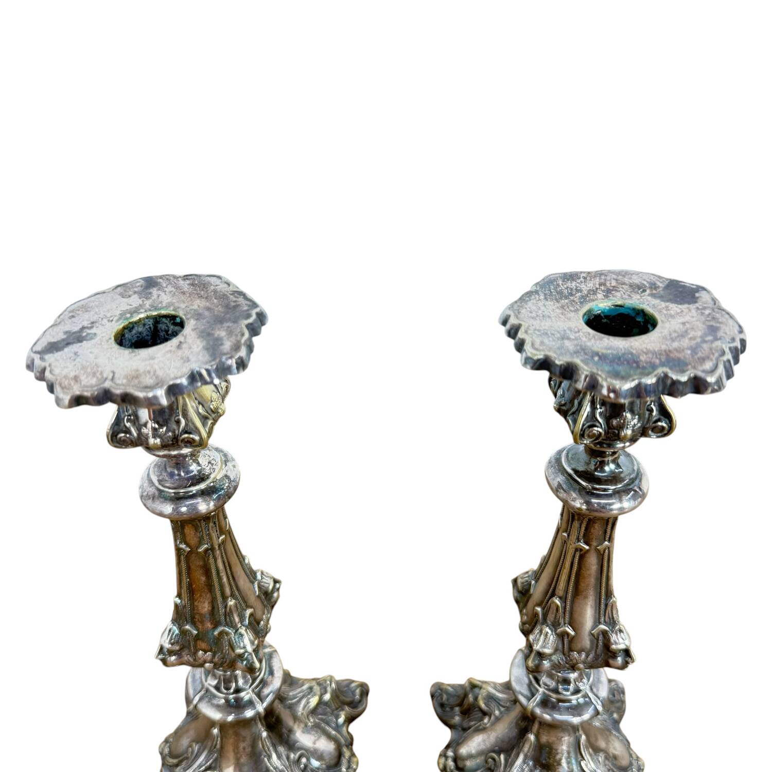 Pair of Art Nouveau Silver-Plated Candlesticks