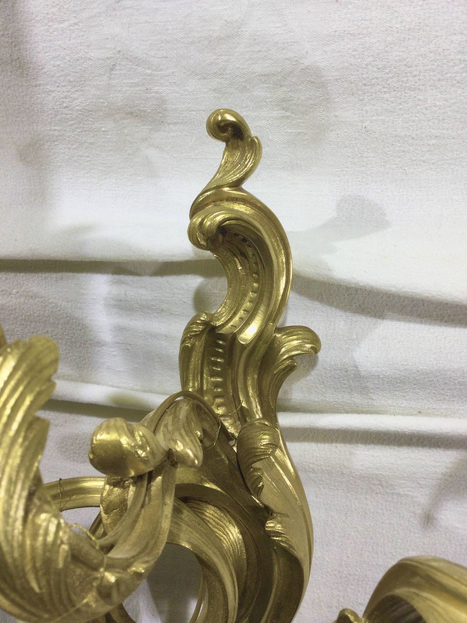 Pair of sconces Bronze 3 lights Louis XV