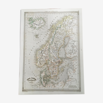Map 19th numbered Sweden Norway Denmark