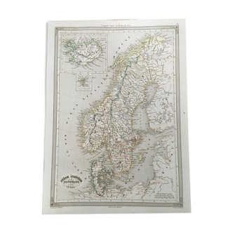 Map 19th numbered Sweden Norway Denmark