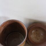 Vintage stoneware vase pot with lid