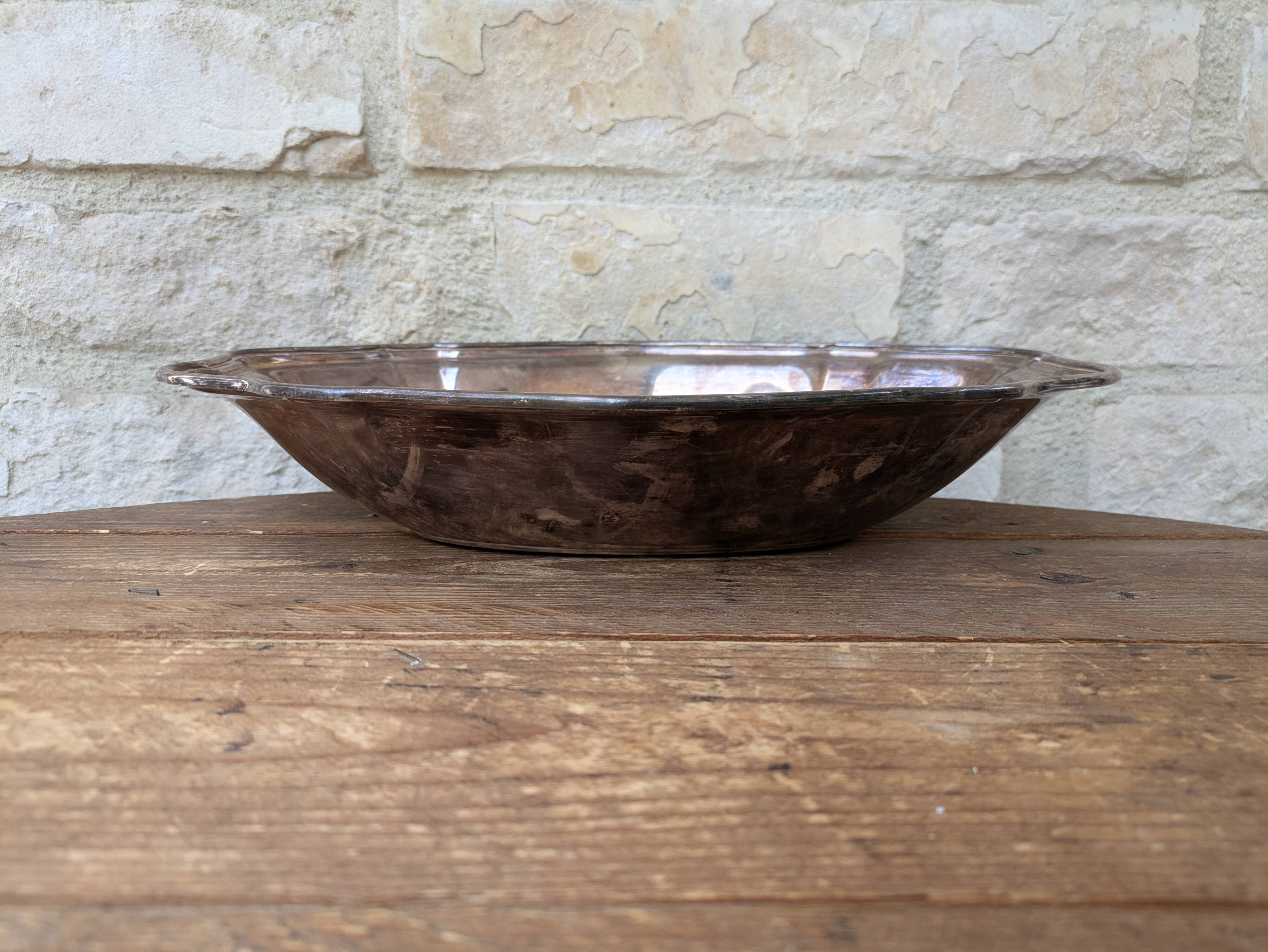 Hollow serving dish / silver-plated basket Ercuis 31x19cm 650g