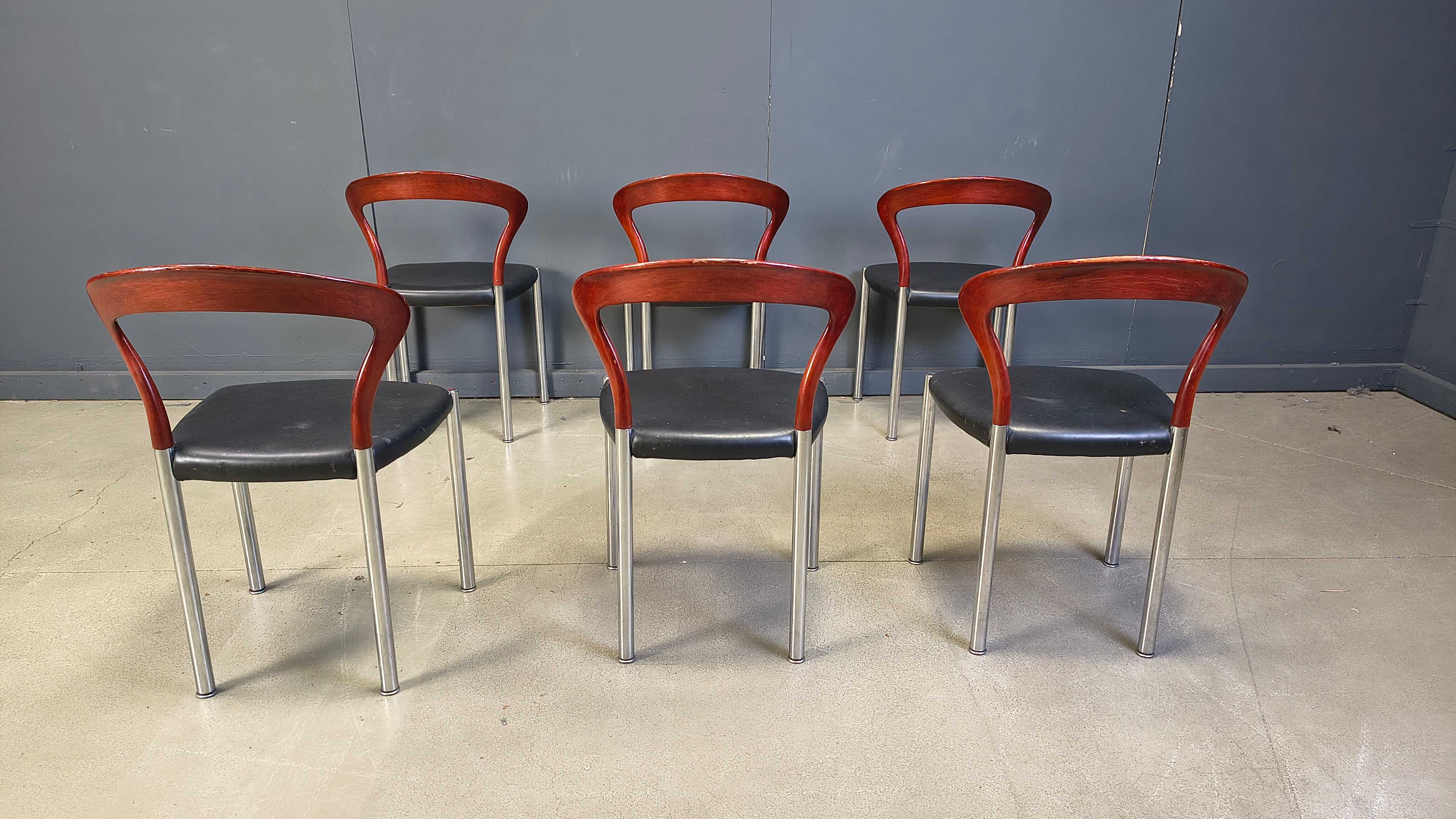Vintage Lotus chairs by Hartmut Lohmeyer for Kusch & Co., 1970s, set of 6