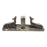 Art Deco Bookends of Doe Lying on Portor Marble