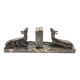 Art Deco Bookends of Doe Lying on Portor Marble