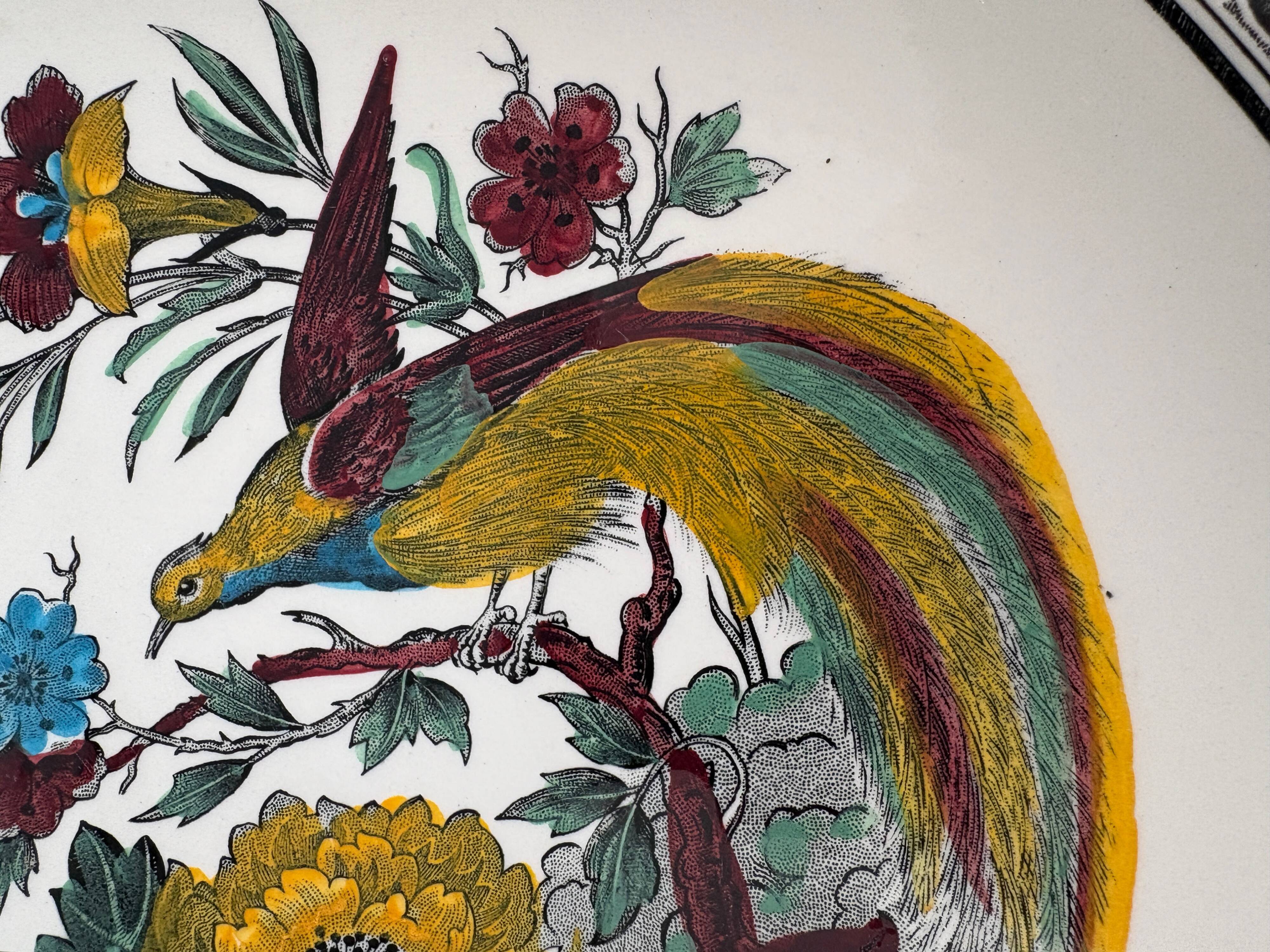Large antique plate decorated with birds and flowers – Boch for Royal Sphinx