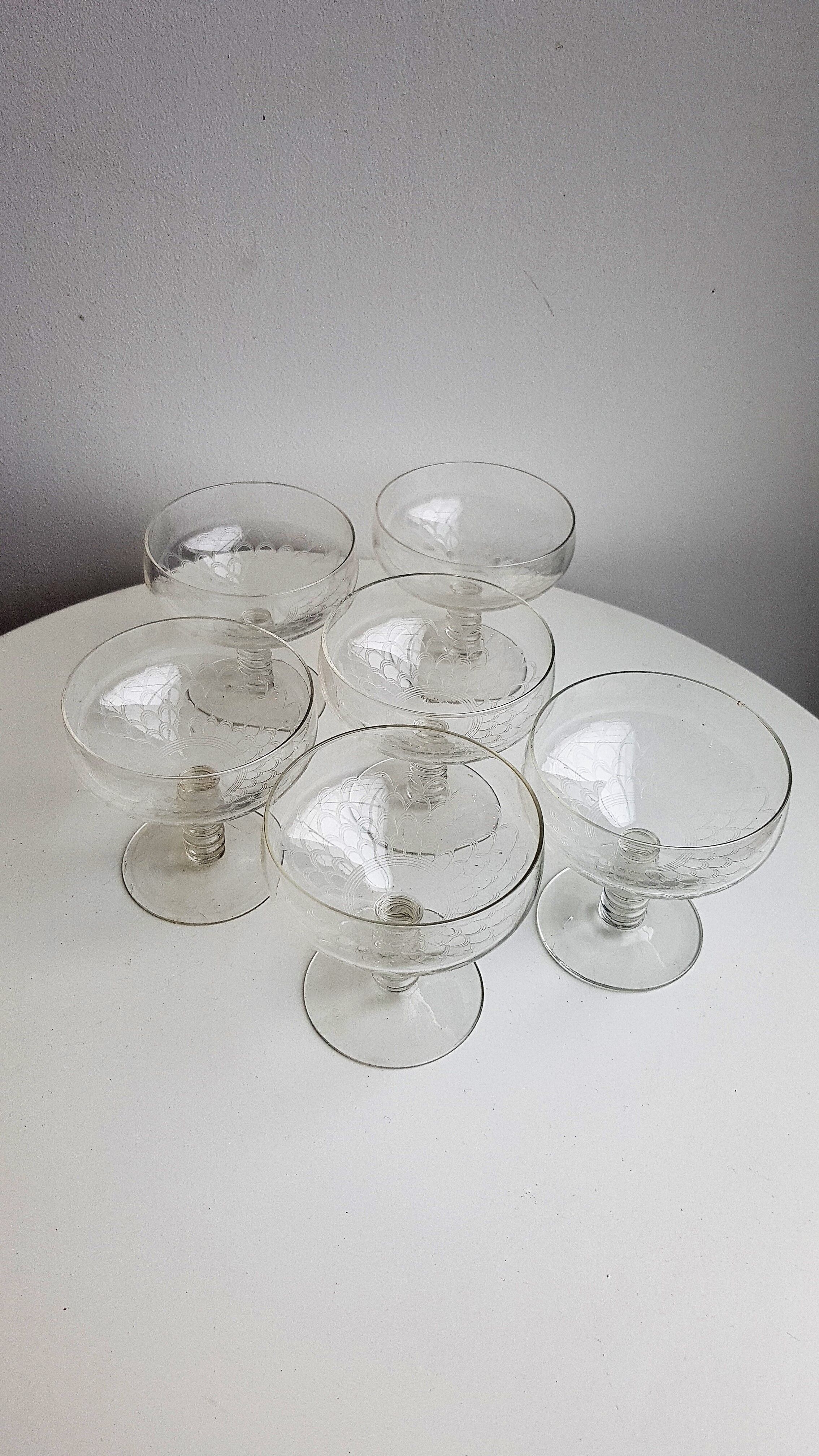 Set of 6 art deco champagne cups