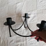 Black candle holder for three wrought iron candles