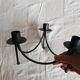 Black candle holder for three wrought iron candles