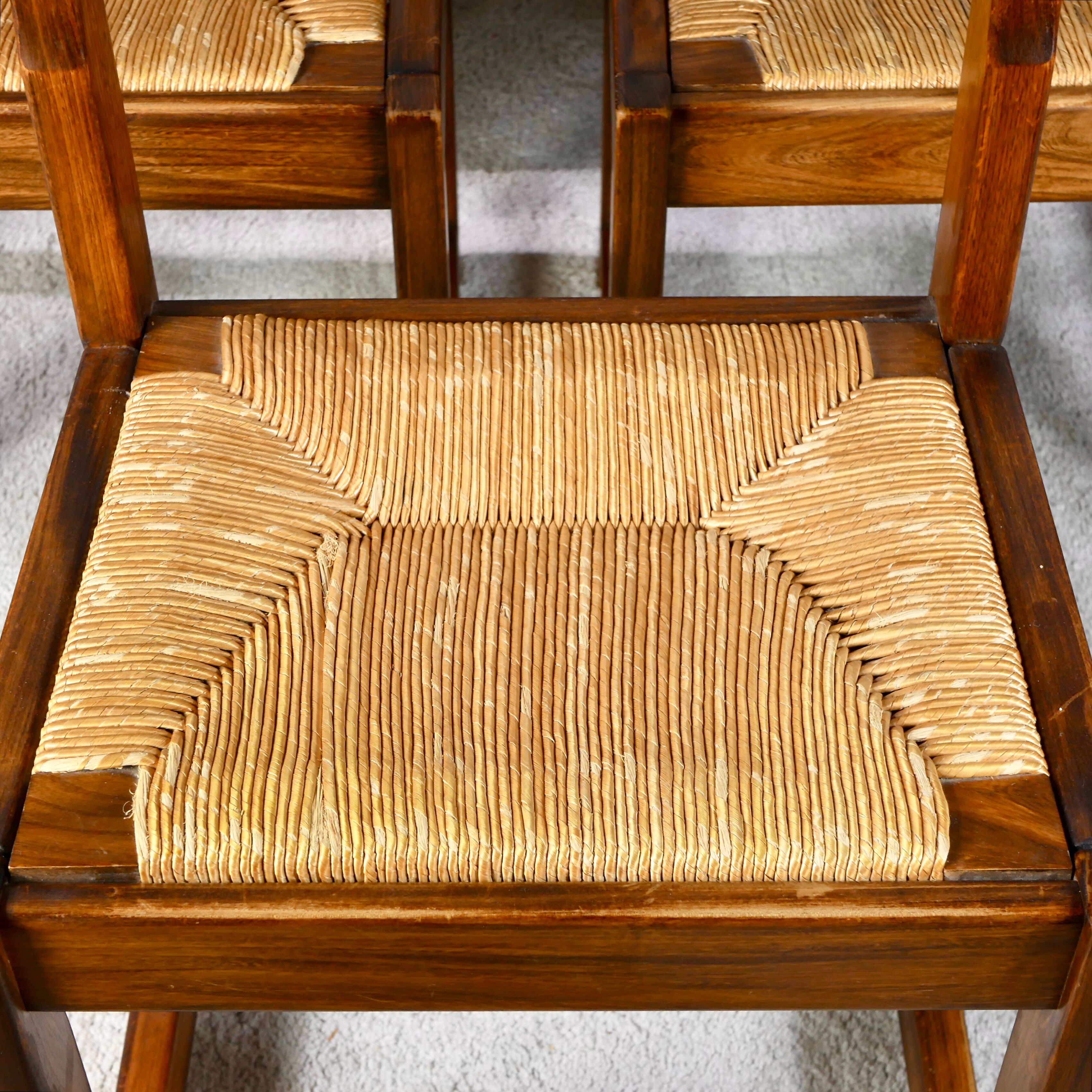Series of 6 chairs in elm and rope Maison Regain