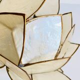 Vintage mother-of-pearl and brass flower wall lamp