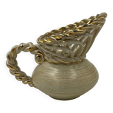 Beige vase in the shape of a jug art deco earthenware Thulin