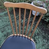 Chaise Baumann modèle menuet assise simili cuir noir