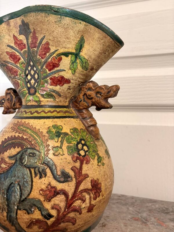 Vase carafe pichet balustre céramique terre cuite italie montopoli eléphant