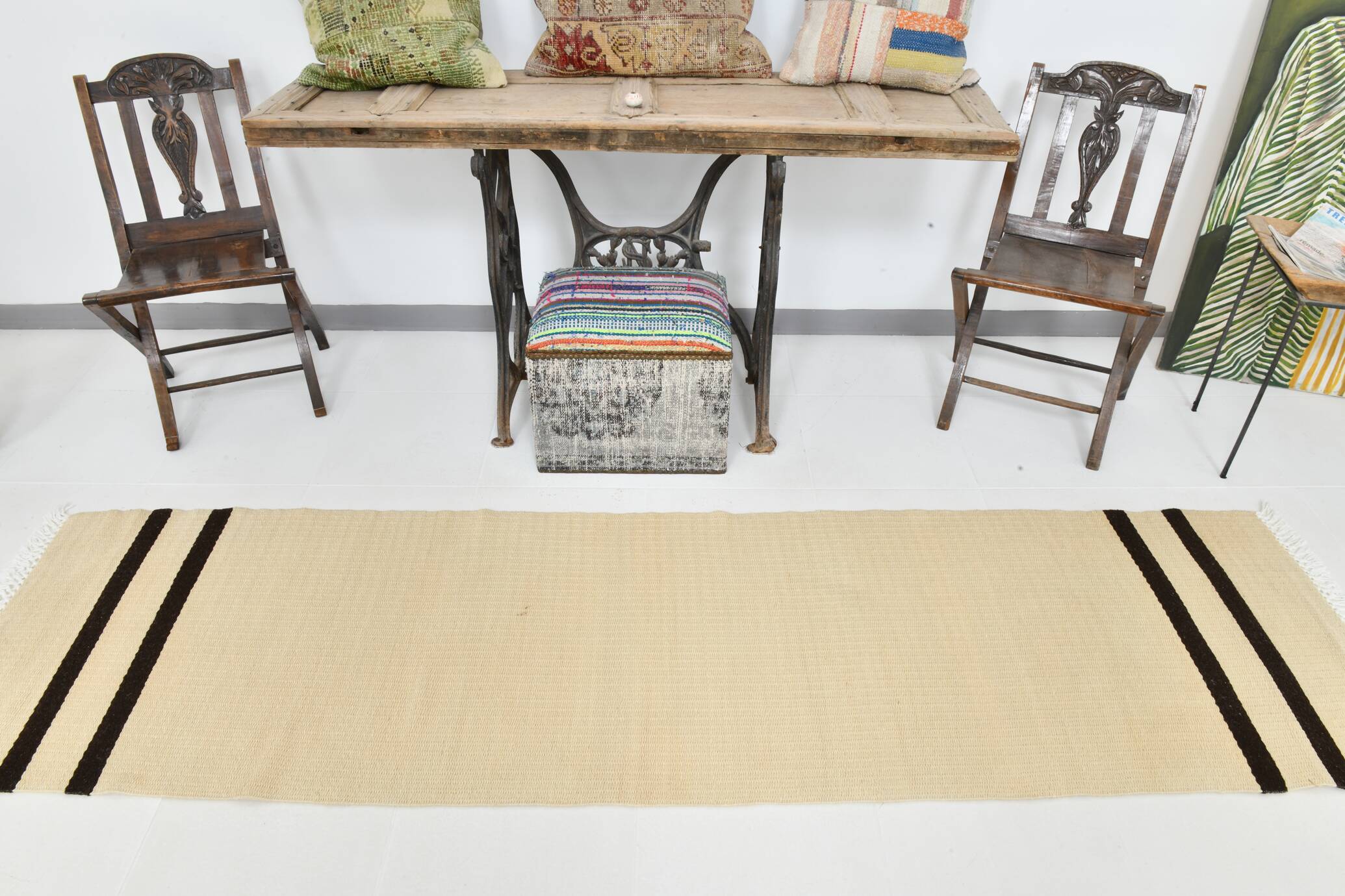 2x9 Handmade Hemp Runner Rug 75x282Cm