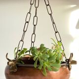 Cache-pot suspendu aux 3 buffles vintage