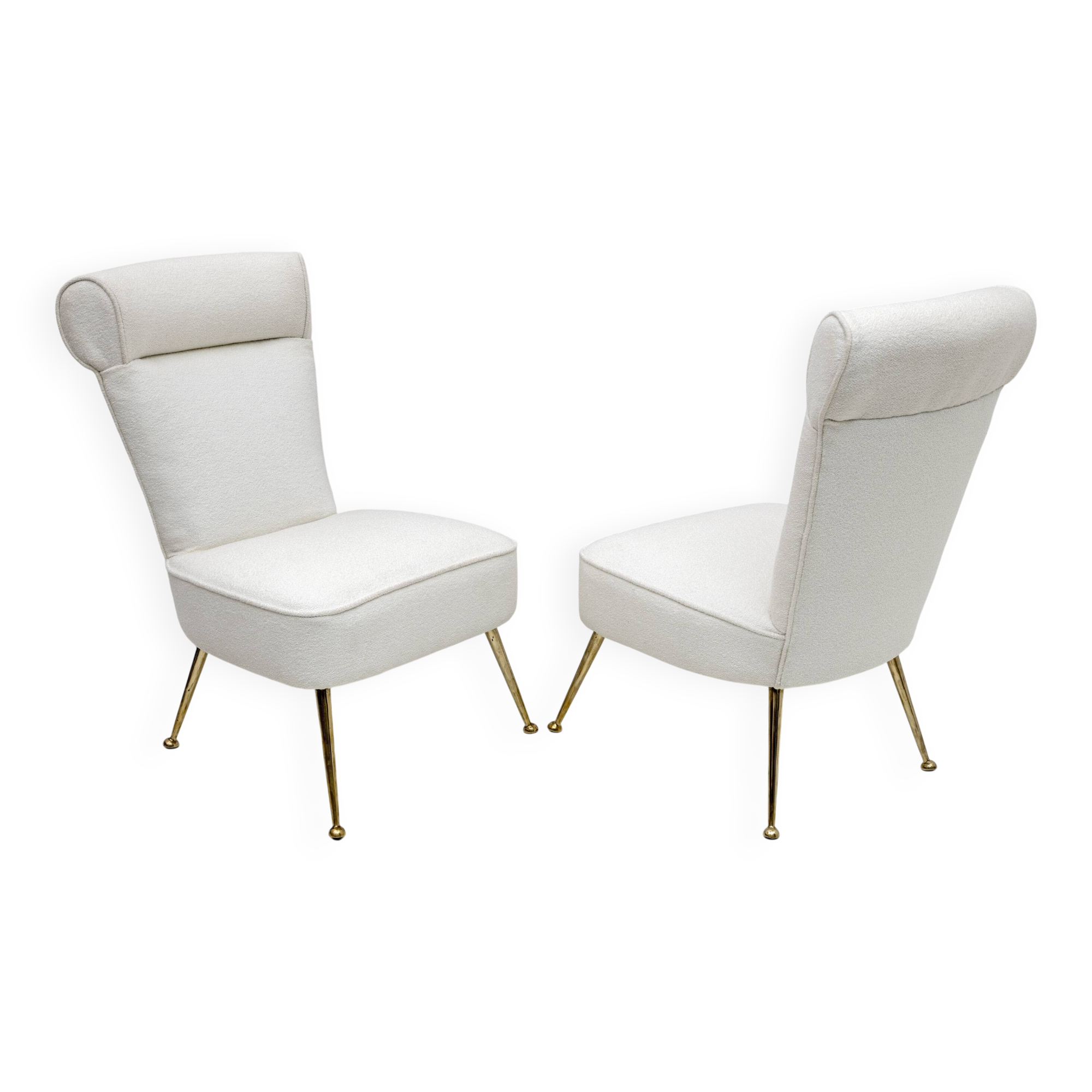 Pair of Gigi Radice Mid-century Modern Boucle Small Armchairs by Minotti 50