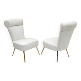 Pair of Gigi Radice Mid-century Modern Boucle Small Armchairs by Minotti 50