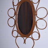 Vintage rattan mirror, 72x40 cm