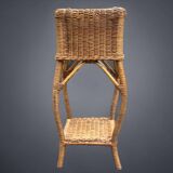 Vintage wicker and bamboo plant holder