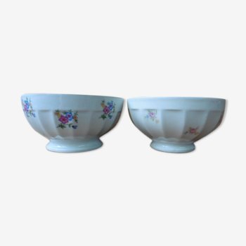 2 old porcelain bowls flower decoration 1930